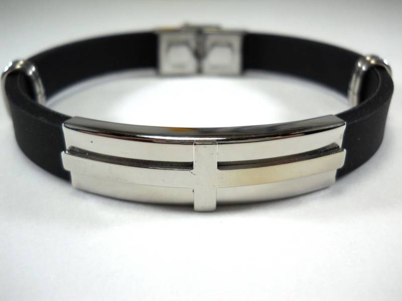 Schwarzes Silikon Und Edelstahl 304 Kreuzmuster 8 1/2 "Herrenarmband, Geschenk Für Männer, Modearmband, Herrenschmuck von JDsFashionJewelry