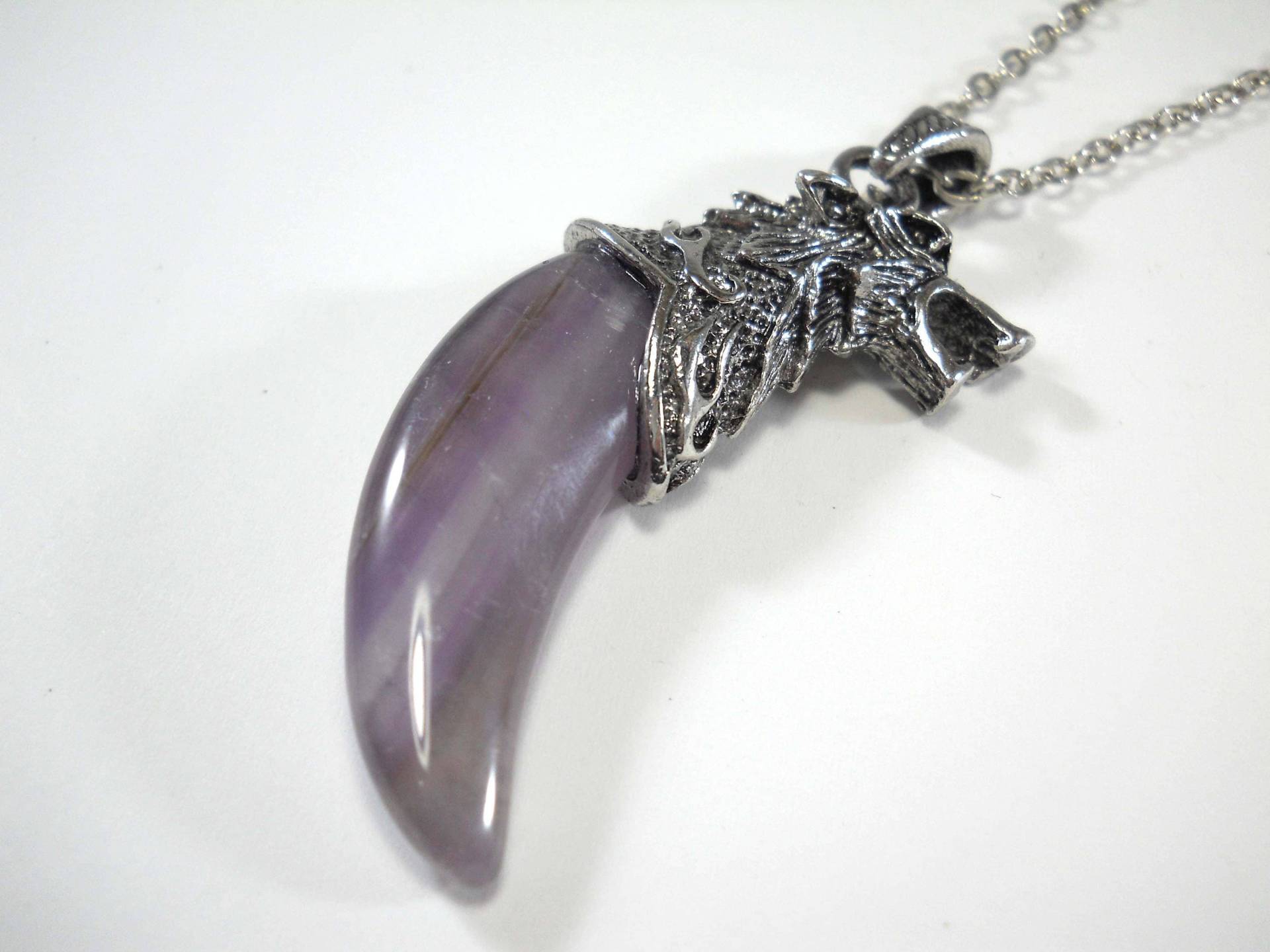Wolf Kopf Amethyst Zahn Anhänger Halskette, Tier Halskette Für Männer, Frauen Wolf Kopf Amethyst Zahn Anhänger Halskette, Tier Halskette Für Männer, Frauen von JDsFashionJewelry