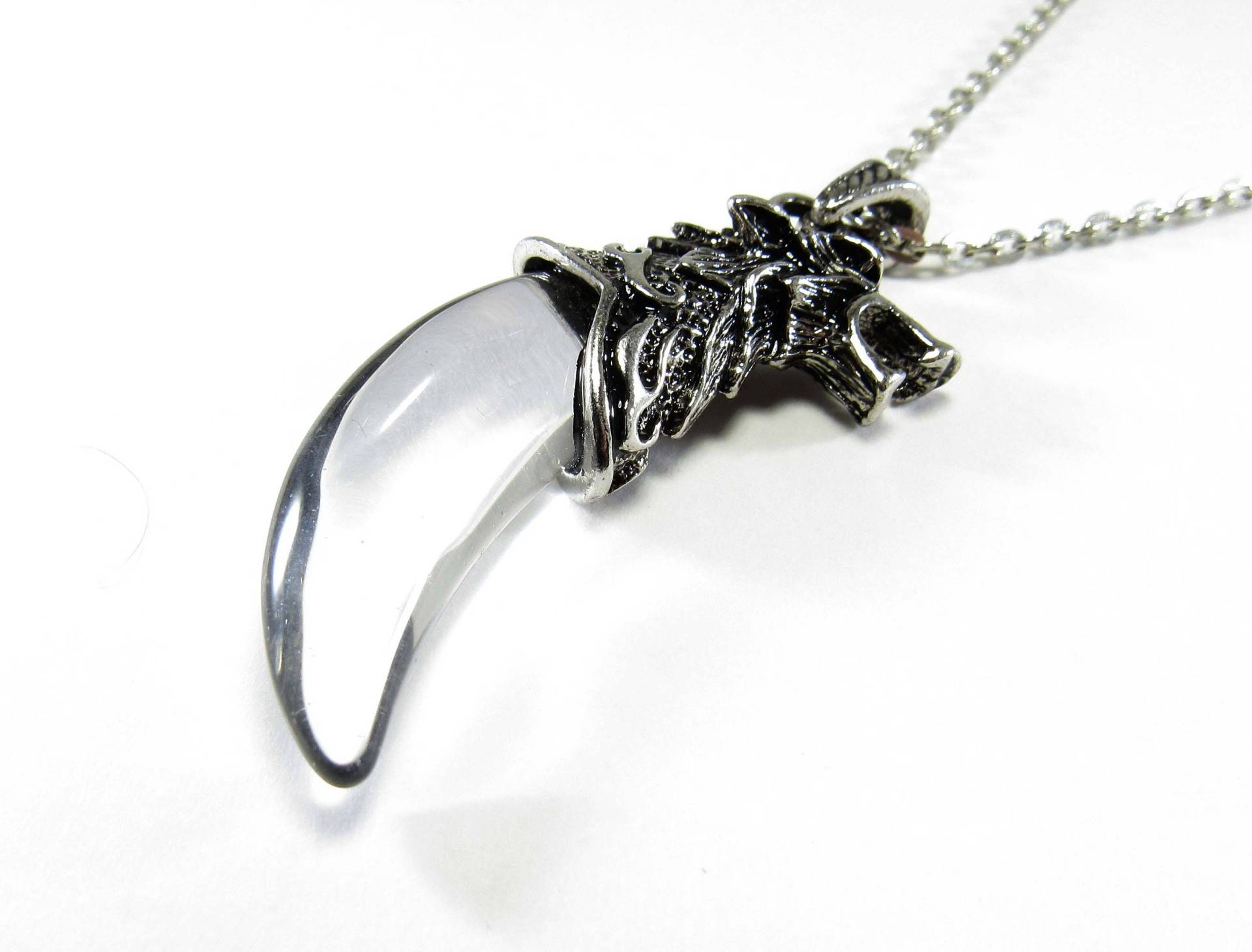 Wolfskopf Klarer Edelstein Zahn Anhänger, Wolfszahn Tier Klare Halskette, Halskette Für Männer, Frauen Wolfskopf Klarer Edelstein Zahn Anhänger, Wolfszahn Tier Klare Halskette, Halskette Für Männer, Frauen von JDsFashionJewelry