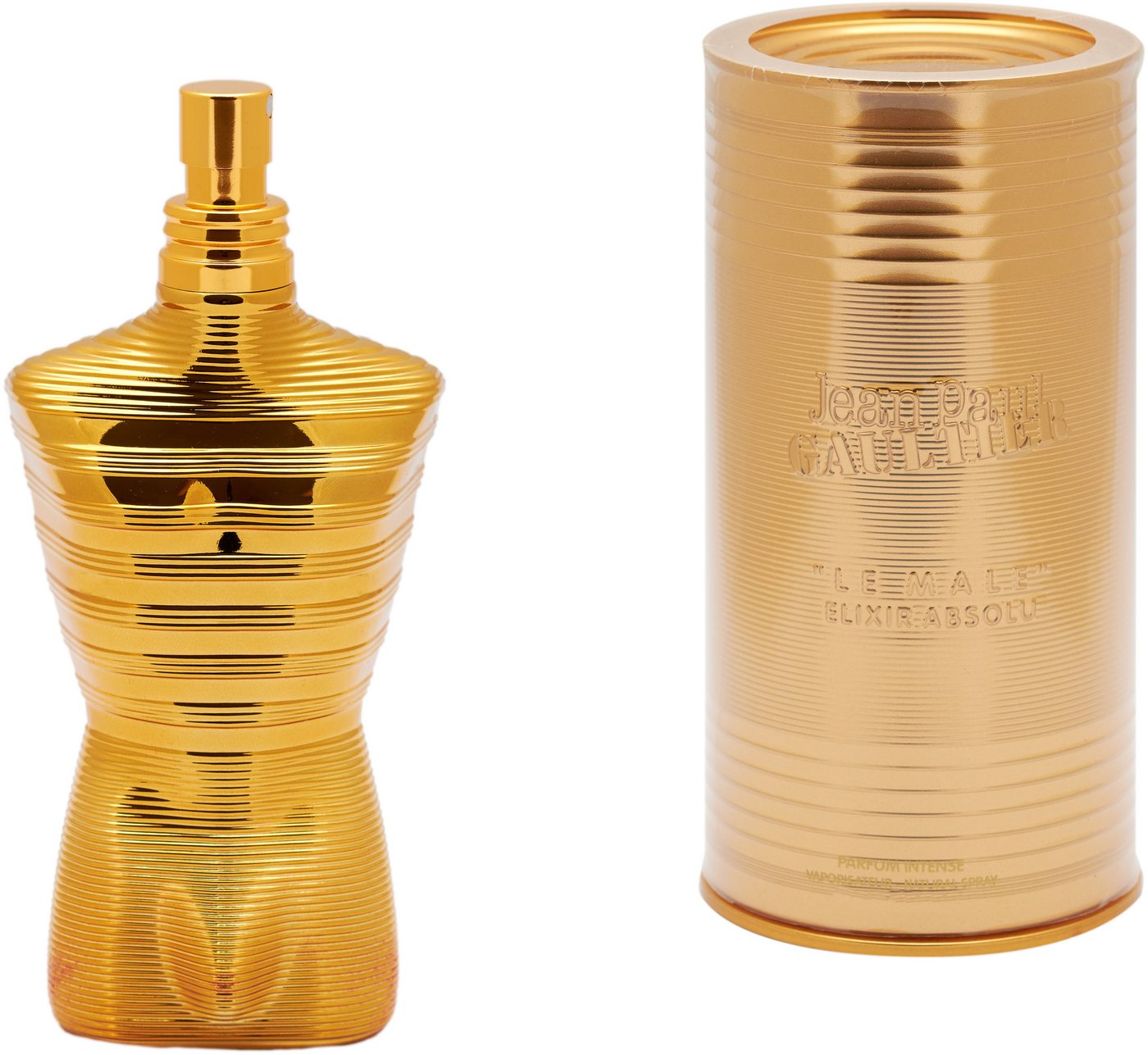 JEAN PAUL GAULTIER Extrait Parfum Jean Paul Gaultier Le Male Elixir Absolu, mit goldfarbenen Streifen von JEAN PAUL GAULTIER
