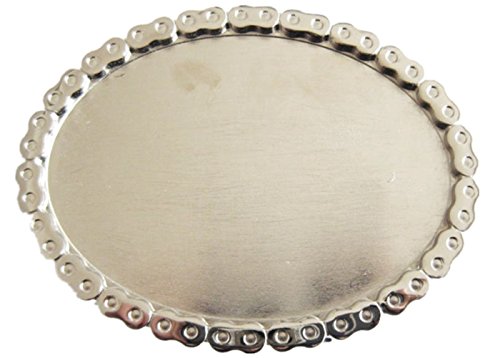 Jean's Friend New Bright Silver Oval Motorcycle Chain Biker Rider Blank Belt Buckle Gürtelschnallen von Jean's Friend
