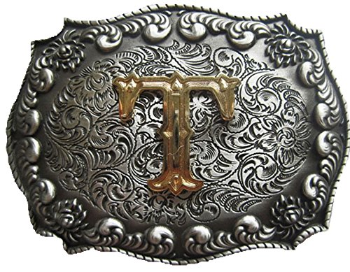 Jean's Friend US Stock Initial Letter T Cowboy Cowgirl Western Belt Buckle Gürtelschnallen von JEAN'S FRIEND