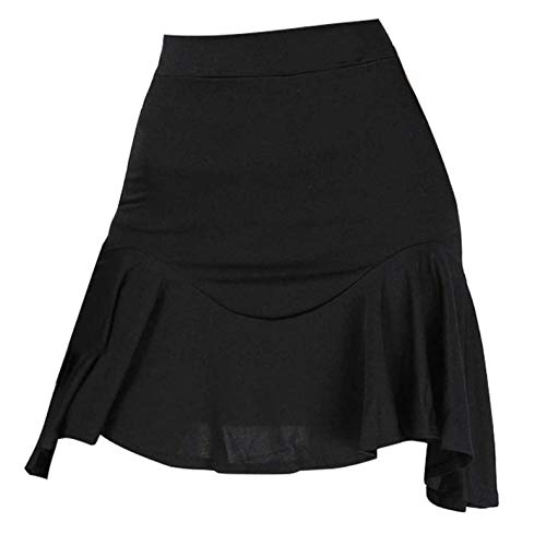 JEATHA Damen Ballsaal Tanzrock Latin Samba Tango Chacha Dance Rock Tanzkleid Wrap Skirt Eiskunstlauf Kleid Etuirock Schwingen Röcke Tanzkleidung Dancewear Schwarz XL von JEATHA