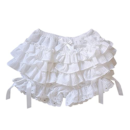 JEATHA Damen Bloomers Shorts Spitze Viktorianische Shorts Lolita Kürbis Shorts mit Rüschen Pumphose Gotisch Shorts Steampunk Renaissance Sicherheitshose j_Weiß M von JEATHA