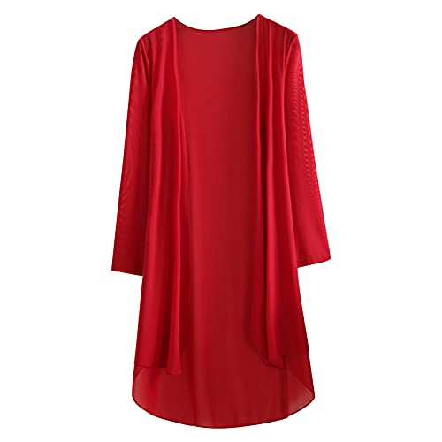 JEATHA Damen Chiffon Cardigan Strickjacke Transparenz Schulterjacke Lang Dünne Jacke 3/4 Ärmel Leichter Langarm Kimono Longshirt Alltagskleidung Type B Burgundy 5XL JEATHA Damen Chiffon Cardigan Strickjacke Transparenz Schulterjacke Lang Dünne Jacke 3/4 Ärmel Leichter Langarm Kimono Longshirt Alltagskleidung Type B Burgundy 5XL von JEATHA