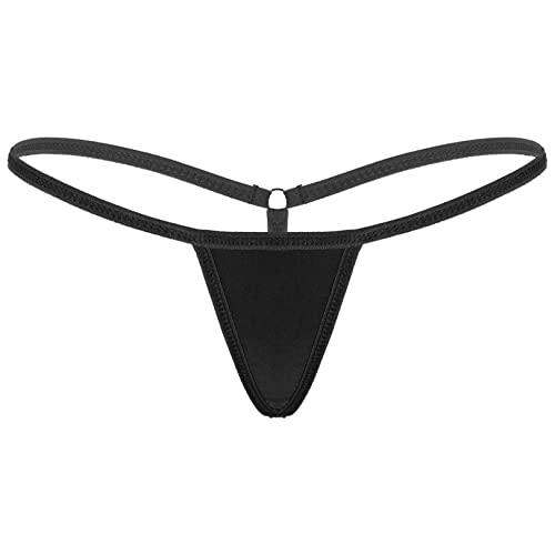 JEATHA Damen Micro Tanga Strings Low Waist T-Back Bikinislip Mini Höschen Panties Underwear Niedrige Taille Thong Underwear Sexy Unterwäsche Reizwäsche Schwarz One Size von JEATHA