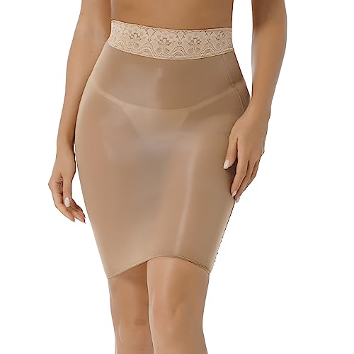 JEATHA Damen Transparent Unterrock Bleistiftrock Glänzende Stretchrock Unterkleid Halbrock Einfarbig Underskirt Nachtkleid Petticoat Lingerie Erotik Dessous Nude One Size JEATHA Damen Transparent Unterrock Bleistiftrock Glänzende Stretchrock Unterkleid Halbrock Einfarbig Underskirt Nachtkleid Petticoat Lingerie Erotik Dessous Nude One Size von JEATHA