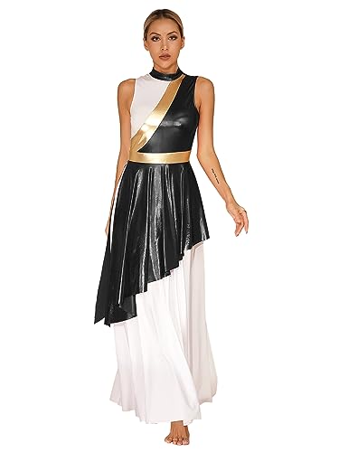 JEATHA Frauen Lob Tanzkleid Ballettkleid Ärmellose Freizeitkleid Kirche Anbetung Gebet Kleider Tanzbekleidung Performance Kostüm Schwarz-Weiss L JEATHA Frauen Lob Tanzkleid Ballettkleid Ärmellose Freizeitkleid Kirche Anbetung Gebet Kleider Tanzbekleidung Performance Kostüm Schwarz-Weiss L von JEATHA