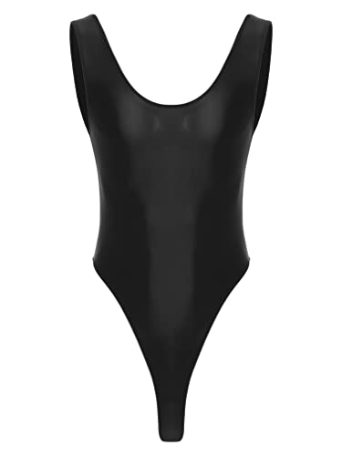 JEATHA Herren Body Kompression Durchsichtig Stringbody Ärmellos Unterhemd Männerbody Muskel Shirt High Cut Leotard Wrestling Unterwäsche Einteiler Badeanzug Nachtwäsche Schwarz XL von JEATHA