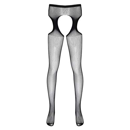 JEATHA Herren Reizwäsche Mesh Strumpfhose Netzstrümpfe Offen Schritt Ultradünn Pyjamahose Transparente Leggings Sissy Unterwäsche Erotik Dessous Type D OneSize von JEATHA