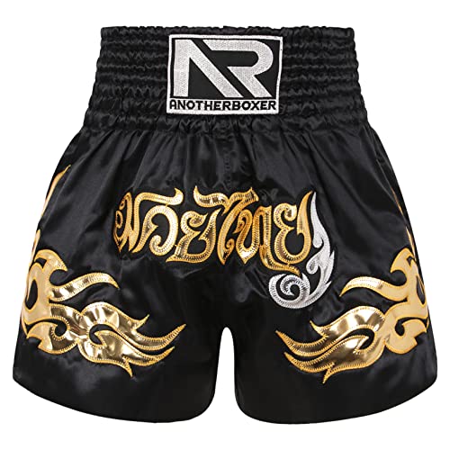 JEATHA Herren Thaiboxhose Muay Thai Kurze Hose Thaiboxen Shorts Kampf Kickboxen Sparring Boxen Shorts Sportshorts Sommershorts Thai Trainingsshort Schwarz L von JEATHA