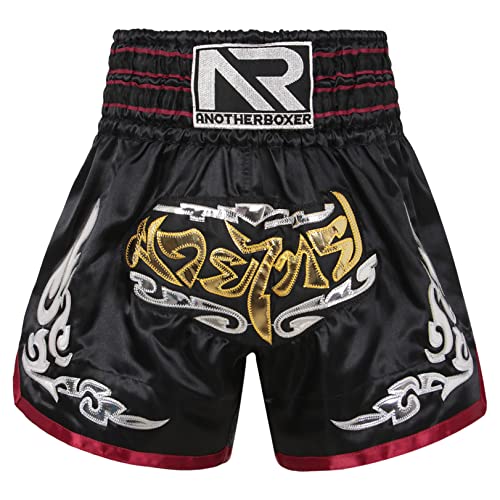 JEATHA Herren Thaiboxhose Muay Thai Kurze Hose Thaiboxen Shorts Kampf Kickboxen Sparring Boxen Shorts Sportshorts Sommershorts Thai Trainingsshort Schwarz&Rot L von JEATHA