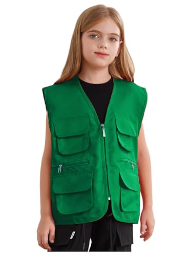 JEATHA Jungen Mädchen Ärmellos Arbeitsweste Freiwillige Kellner Weste Outdoor Weste mit Mehreren Taschen Camping Fotografie Multifunktionsweste Grün 146-152 JEATHA Jungen Mädchen Ärmellos Arbeitsweste Freiwillige Kellner Weste Outdoor Weste mit Mehreren Taschen Camping Fotografie Multifunktionsweste Grün 146-152 von JEATHA