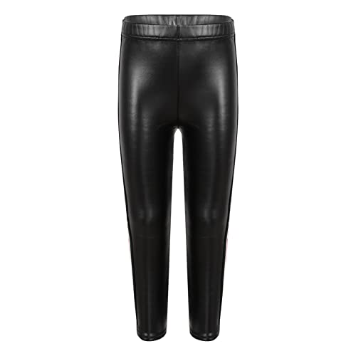 JEATHA Kinder Mädchen PU Leder Leggings Kunstleder Strumpfhose Slim Fit Leggins Faux PU Pants Skinny Freizeithose Glänzend Thermoleggings Latex Lange Hosen b_Colorful 122-128 von JEATHA