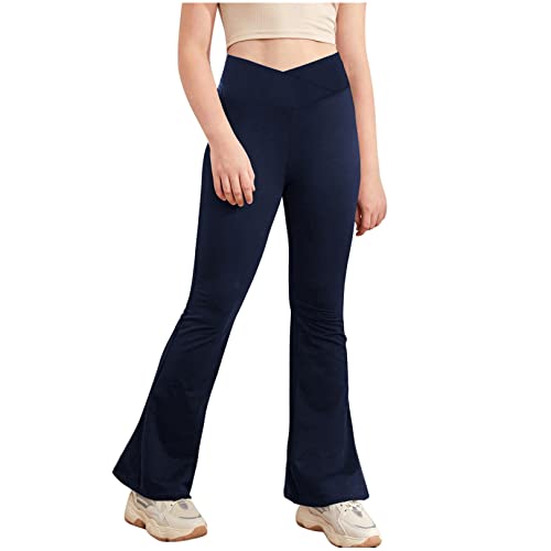 JEATHA Kinder Schlaghose Tanzhose Lange Latein Pants Jazzpants Glockenhose Rumba Tango Performance Tanzkleidung Gr.116-164 D Dunkle Marine 134-140 von JEATHA