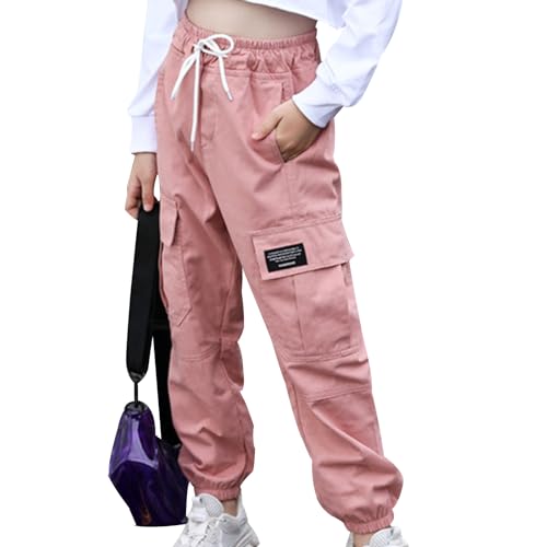 JEATHA Mädchen Jeanshose Cargo Hose Traininghose Baumwolle Haremshose Kinder Cargohose Jogger Hose mit Gürtel Jogginghose Pants Lange Freizeithose Q Rosa 122-128 JEATHA Mädchen Jeanshose Cargo Hose Traininghose Baumwolle Haremshose Kinder Cargohose Jogger Hose mit Gürtel Jogginghose Pants Lange Freizeithose Q Rosa 122-128 von JEATHA
