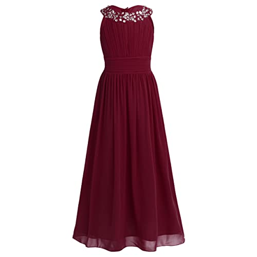 JEATHA Mädchen Kinder Chiffon Ballkleid Abendkleid Tüllkleid Hochzeit Kleid Prinzessin Kleider Erstkommunion Kleid Prinzessin Maxikleid Elegant Langes Cocktailkleid Burgundy 164 von JEATHA