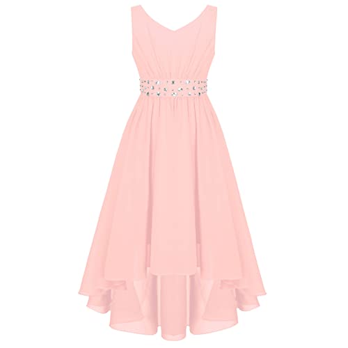 JEATHA Mädchen Kleider Festlich Blumenmädchenkleider Abendkleid Prinzessin Tüllkleid Ärmellos Partykleid Ballkleid Geburtstag Hochzeit Kommunionkleid Rosa 170-176 von JEATHA