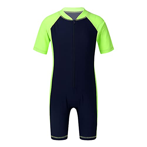 JEATHA Unisex Mädchen Jungen Swimming Wetsuit Neopren Badeanzug Neoprenanzug Tauchanzug UV-Schutz Bademode Wassersport Schwimmanzug Gr. 116-152 Type B Blau&Fluorescen 170-176 von JEATHA