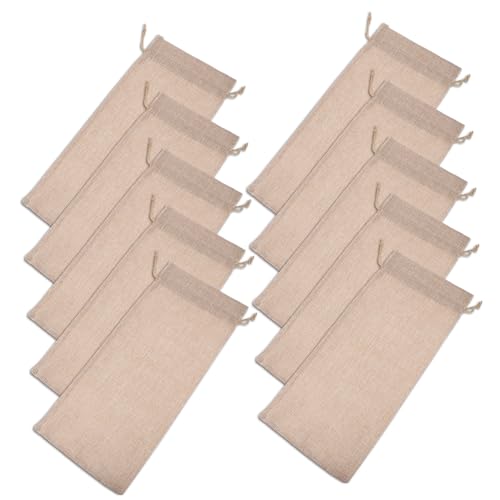 JECOMPRIS 10 Stücke Jute Weintaschen mit Kordelzug Robuste Weingeschenktüten für Hochzeiten Partys und Reisen Umweltfreundliche Weinbeutel für Flaschenverpackung von JECOMPRIS