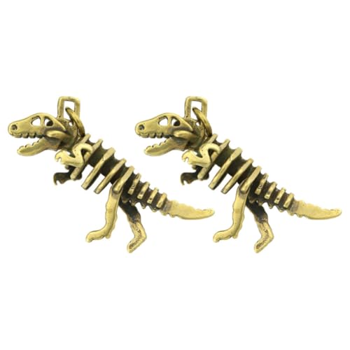 JECOMPRIS 2stücke Messing Dinosaurier Skelett Figuren Handgefertigte Miniatur Dekoration Feng Shui Statue Schlüsselanhänger Für Taschen Elegante Ornamente Für Zuhause Und Büro von JECOMPRIS