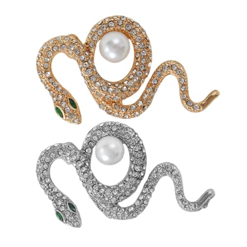JECOMPRIS 2 Stück Retro Schlangenbrosche Schlangenschmuck Für Frauen Schlangennadel Schlangenzubehör Kleidungsornament Dekorative Brosche Metallbroschen Schlangenbrosche von JECOMPRIS