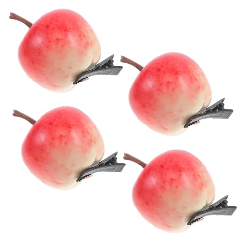 JECOMPRIS 4 Stück Realistische Apfel Haarklammern aus Robustem Material Vielseitige Bunte Haarspangen für Damen für Partys Alltag Geburtstage und Festtage von JECOMPRIS
