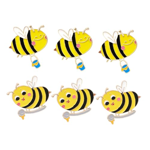 JECOMPRIS 6 Stück Biene Brosche Biene Tier niedliche Brosche Niedliche Kleidungsbrosche mit Biene aus Metall Pins für Rucksäcke Bienenstifte Tier Brosche Broschenstifte Legierung Gelb von JECOMPRIS