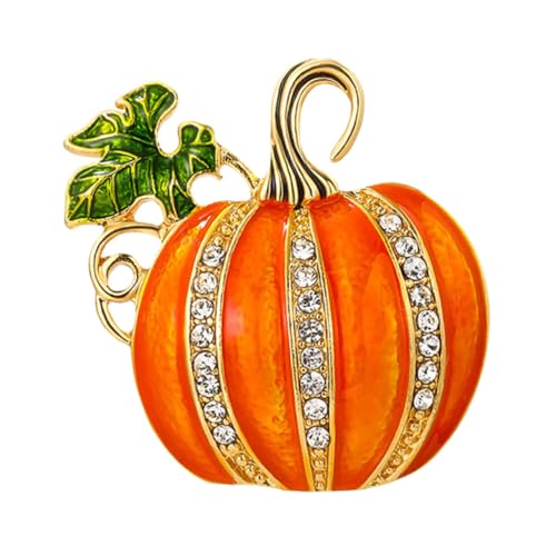 JECOMPRIS Rhinestone Kürbis Brosche mit Glänzender Emaille Vielseitige Anstecknadel für Kleidung Taschen und Hüte Funkelnde Halloween Dekoration für Pullover und Jacken Modisches Herbst von JECOMPRIS