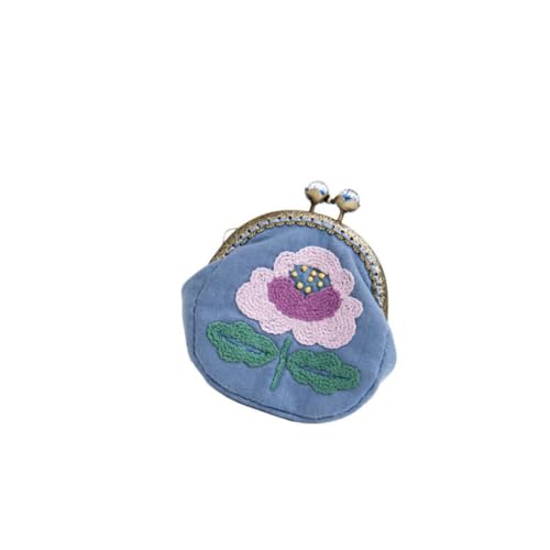 JECOMPRIS 1satz Handmade Embroidery Für Anfänger Runde Geldbörse Mit Mit Wolle Nähwerkzeugen Und Zubehör Für Und Mädchen Einzelblumen-Stil von JECOMPRIS