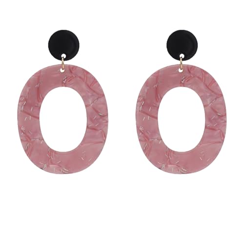 Acryl-Ohrringe Für Frauen Und Mädchen – Geometrische Ovale Einfache Acryl-Ohrringe, Handgefertigte Leichte Geometrische Strand-Ohrringe Im Böhmen-Stil, Schmuck, Rosa, Einheitsgröße von JEDTAKCT