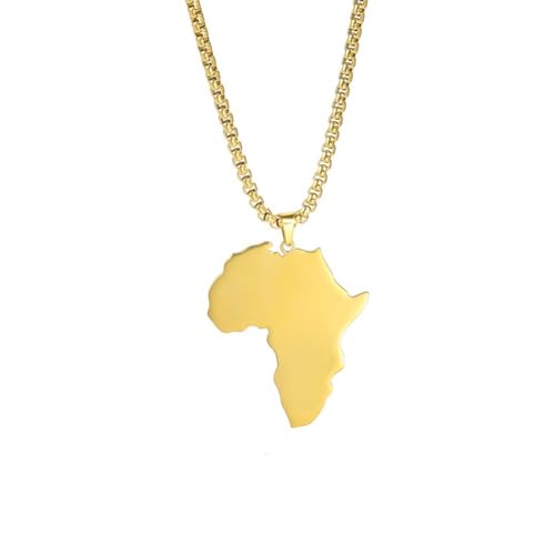 Afrika-Karte, Glänzender Anhänger, Schlüsselbeinkette, Pulloverkette, Geformte Charm-Halskette, Personalisierter, Minimalistischer, Ausgehöhlter Anhänger, Ethnischer Schmuck, Kartenflaggen-Symbo von JEDTAKCT