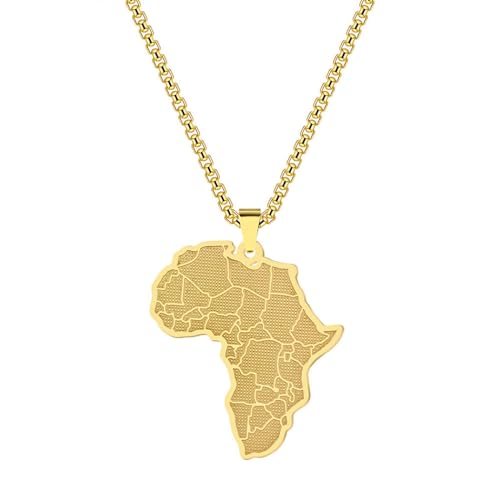 Afrikanischer Land-Anhänger-Halsketten-Schmuck, Ethnischer Schmuck, Karte-Flagge-Symbol-Anhänger, Beliebte Karte Der Halskette Für Männer Und Frauen, Halskette, Ornament, Hip-Hop-Dekoration, Gelb von JEDTAKCT