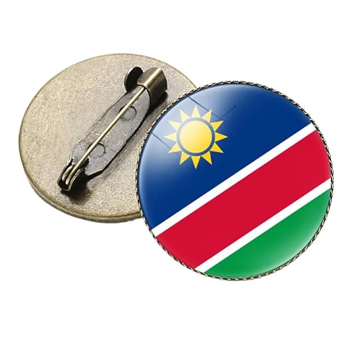 Anstecknadel Mit Namibia-Flagge – Kreativer Revers-Krawattennadel-Brosche Mit Flaggendruck Im Ethnischen Stil, Patriotische Runde Anstecknadel, Kleidungs-/Hut-Accessoires Für Männer Und Frauen, von JEDTAKCT