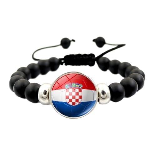 Armband Mit Kroatischer Nationalflagge Für Männer Und Frauen – Schwarzer Perlenanhänger, Edelsteinschnüre, Geflochtenes Seilarmband, Handgefertigter Hip-Hop-Schmuck, Geschenk Für Freunde, Schw von JEDTAKCT