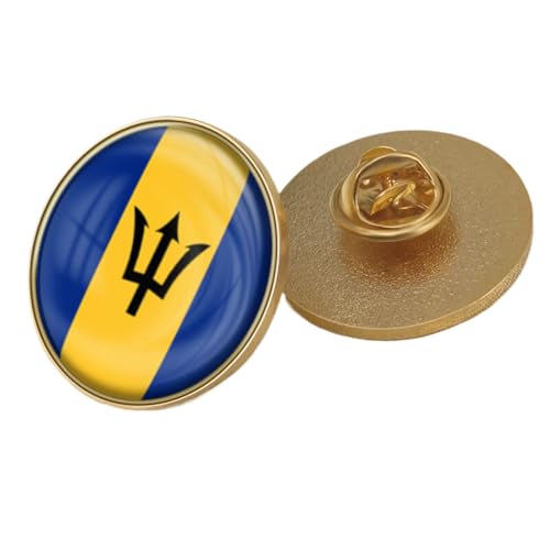 Brosche Mit Barbados-Flagge – Vintage-Ethno-Kristall-Emaille-Knöpfe, Pins, Neuartiger Patriotischer Schmuck, Charm-Hip-Hop, Geometrisches Ansteckabzeichen, Schickes Zubehör, 25 Mm, Wie Abgebildet von JEDTAKCT