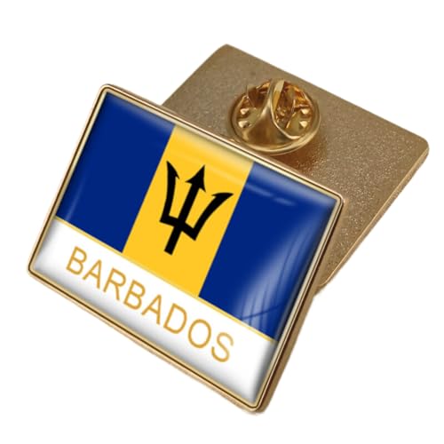 Brosche Mit Barbados-Flagge – Vintage-Ethno-Kristall-Emaille-Knöpfe, Pins, Neuartiger Patriotischer Schmuck, Charm-Hip-Hop, Geometrisches Ansteckabzeichen, Schickes Zubehör, 32 X 23 Mm, Wie Abgeb von JEDTAKCT
