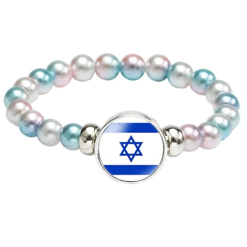 Einziehbare Armbänder Mit Israel-Flagge – Modisches, Handgefertigtes Armband Aus Elastischen Kordelperlen In Farbblockblau, Handgefertigter Schmuck Mit Schnappverschluss Für Männer Und Frauen, von JEDTAKCT