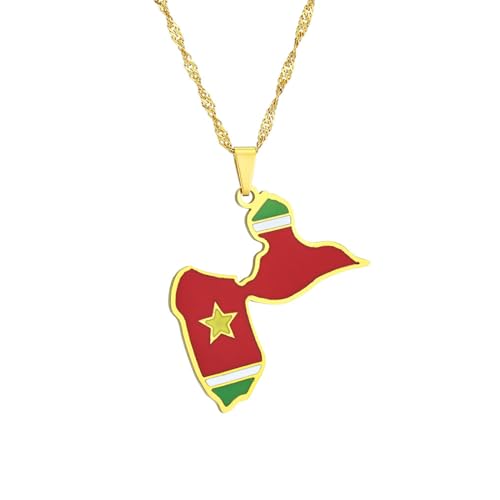 Guadeloupe-Karten-Anhänger-Halsketten – Charm Mit Tropfendem Öl, Ethnischer Stil, Karten-Pullover-Kette, Halsketten, Patriotische Karte, Hip-Hop-Schmuck, Für Damen Und Herren, Party-Geschenk, G von JEDTAKCT