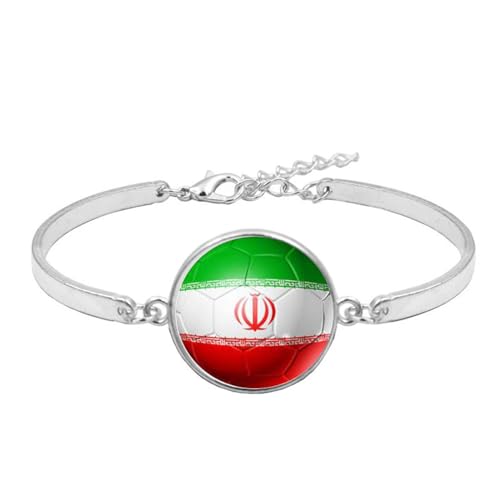 Iran-Flagge-Armbänder – Persönlichkeit, Geometrisches Glas-Cabochon-Charm-Armband Für Männer Und Frauen, Kreativ, Verstellbar, Mit Verlängerungskette, Armband, Paar, Schmuck, Geschenk, Wie Ab von JEDTAKCT