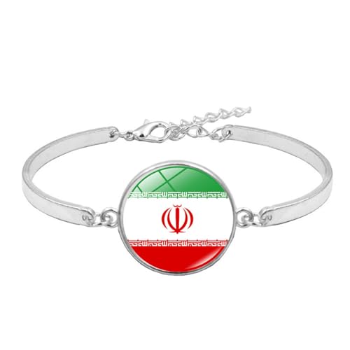 Iran-Flagge-Perlen-Armband – Fashion Time Edelstein-Nationalflagge Mit Verlängerungskette, Souvenir, Neuartiger Geometrischer Glas-Cabochon-Schmuck Für Männer Und Frauen, Paar, Geschenk, Wie Ab von JEDTAKCT