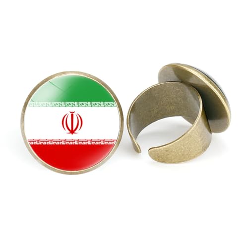Iran-Flaggen-Abzeichen-Ring – geometrischer Kreis, Weltflaggen-Ringe für Damen und Herren, Unisex, Charm-Schmuck, Patriot-Taschen-Flaggen-Ring, Hip-Hop-Zubehör, Schmuck, Geschenk, wie abgebildet von JEDTAKCT