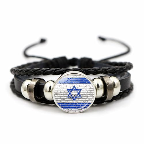 Israel-Flagge-Armband – modische elastische Kordel, patriotische Armbänder für Paare, verstellbare Zeitsteine, bemalte Muster, Flaggen-Perlenarmband, neuartiger Schmuck für Männer und Frauen, von JEDTAKCT