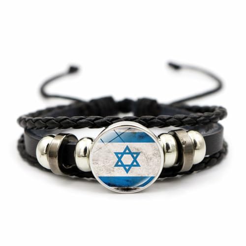 Israel-Flaggen-Armband – Vintage-Armband mit verstellbarem Kordelzug, patriotisches Lederarmband, All-Match-Flaggen-Armband, handgefertigter Schmuck für Männer und Frauen, Paar, Geschenk, wie ab von JEDTAKCT