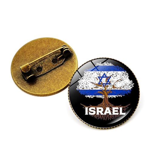 Israel-Karte-Brosche – Persönlichkeit, Runde Flaggen-Brosche, Anstecknadel, Hemd, Tasche, Kleidung, Rucksack, Abzeichen, Schmuck, Geschenk, Damen, Herren, Brosche, Abzeichen, Zubehör, Wie Abgebi von JEDTAKCT