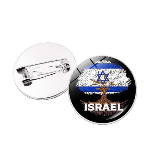 Israel-Kartenbrosche – Persönlichkeit, rund, Flaggenkarte, Brosche, Anstecknadel, Hemd, Tasche, Kleidung, Rucksack, Abzeichen, Schmuck, Geschenk, Damen, Herren, Brosche, Abzeichen, Zubehör, Unis von JEDTAKCT