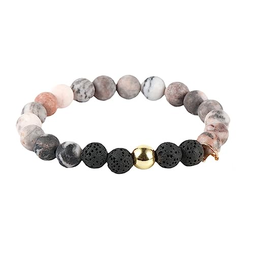 JEDTAKCT 12 Sternzeichen-Armbänder – Charm-Armband Mit 12 Sternzeichen-Sternbildern, 8 Mm, Rosa Zebra-Jaspis, Lavastein-Perlen, Für Damen Und Mädchen – Festival-Accessoires, Waage, 20 Cm von JEDTAKCT