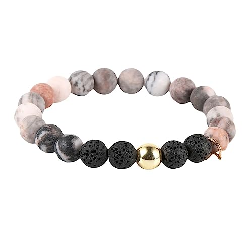 JEDTAKCT 12 Sternzeichen-Armbänder – Charm-Armband Mit 12 Sternzeichen-Sternbildern, 8 Mm, Rosa Zebra-Jaspis, Lavastein-Perlen, Für Damen Und Mädchen – Festival-Accessoires, Zwillinge, 20 Cm von JEDTAKCT