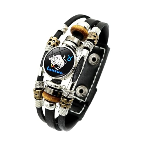 JEDTAKCT 12 Sternzeichen-Armbänder – Leuchtendes Zwölf Sternbilder-Zeit-Edelstein-Armband Für Männer Und Frauen, Trendiger Mehrschichtiger Perlenarmband-Schmuck Im Punk-Stil, 17 Cm + 5 Cm von JEDTAKCT