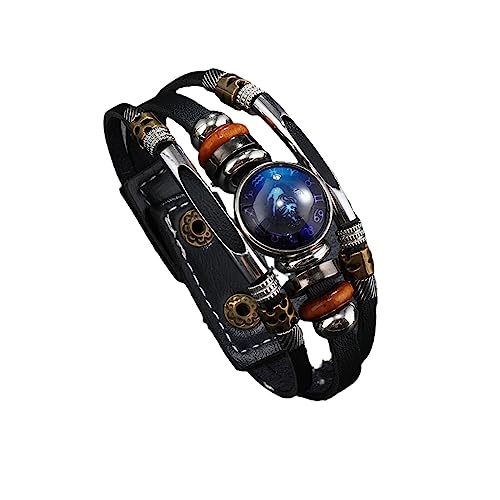 JEDTAKCT 12 Sternzeichen-Armbänder – Verstellbares Vintage-Sternzeichen-Armband Für Herren, Mehrschichtiges Armband, Verstellbares Freundschafts-Gliederarmband, Schmuck Für Frauen, Löwe, 21,5 Cm von JEDTAKCT